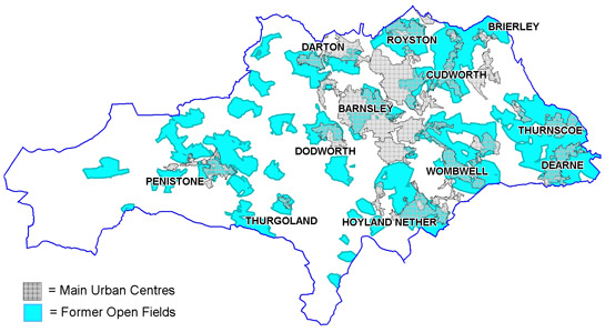 Land recorded by the project as former Open Fields