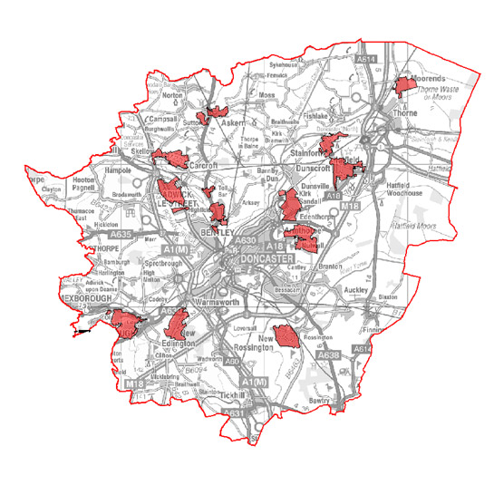 Figure 1: Location of character areas making up the ‘Planned Industrial Settlements’ zone