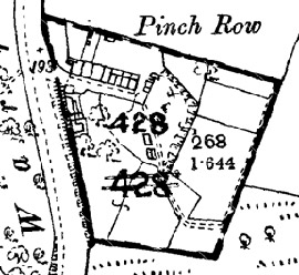 Figure 2 (top): Pinch Row, Rawmarsh: The 1891 OS map shows early-mid 19th century row housing 