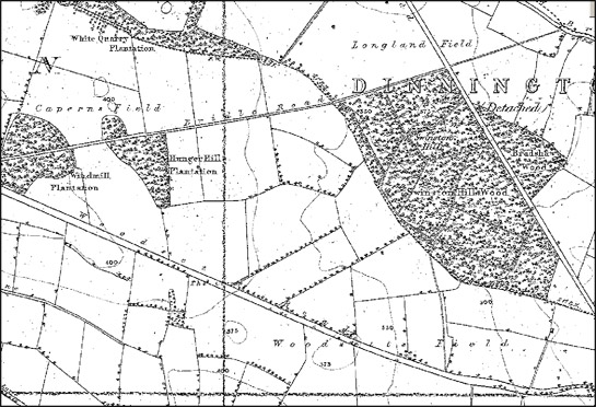 Figure 4: The 1850s edition of the OS 6 inch to the mile survey of Yorkshire often indicates former open field names, as in this extract within the ‘Surveyed Former Open Fields East of Dinnington and North Anston’ character area