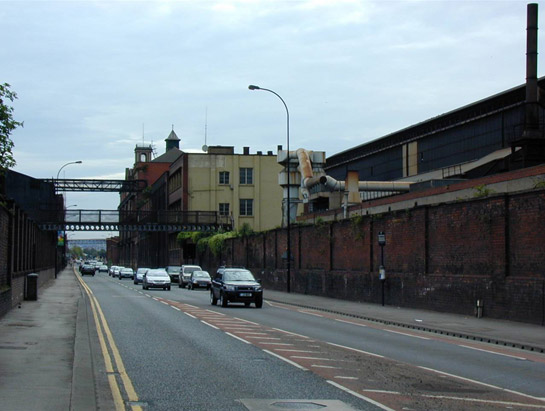 Figure 1: The ‘River Don Works’ of Sheffield Forgemasters straddles ‘Brightside Road’ and represents one of the last working survivals of a large scale steel works established in the late 19th century. ©2006 SYAS